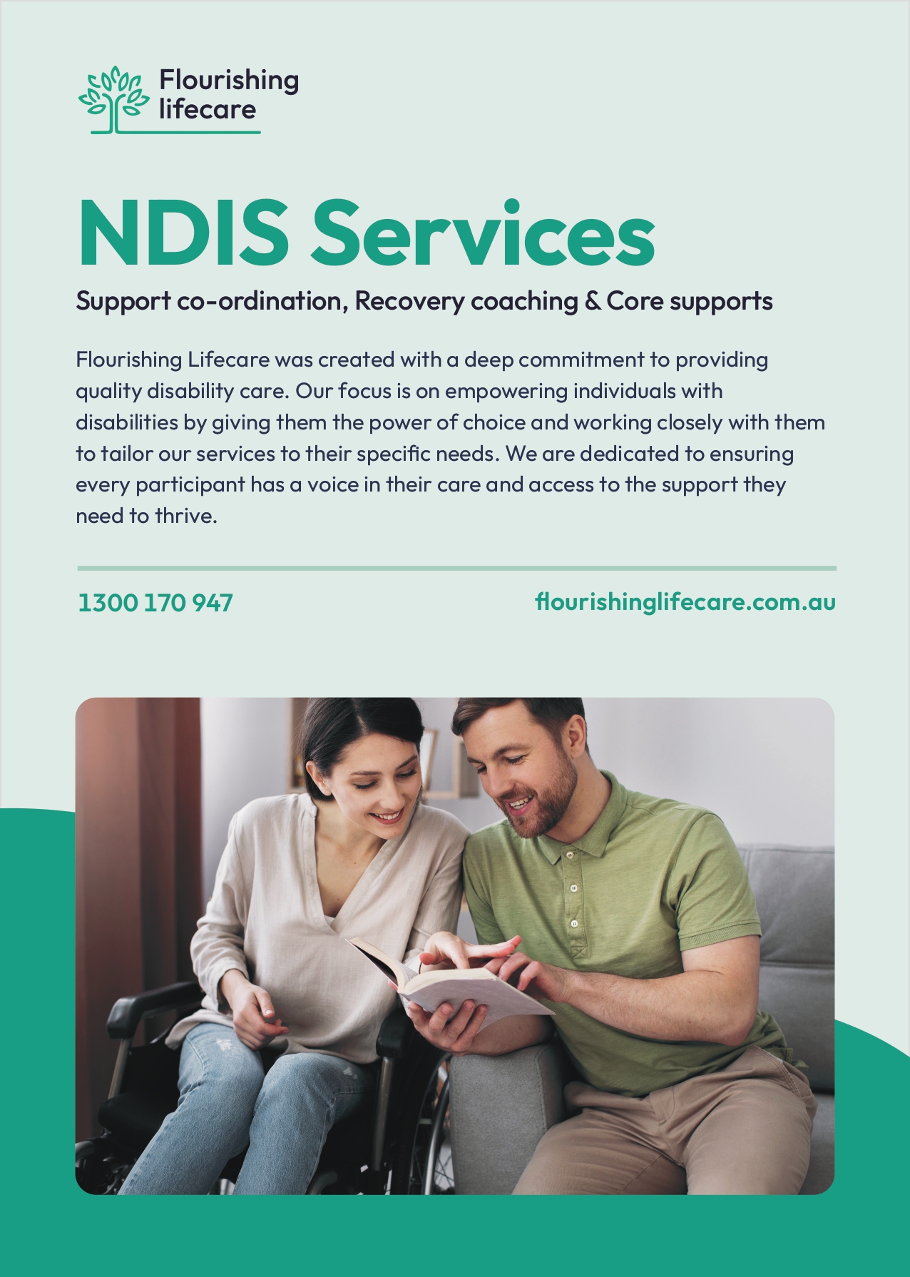 Flourishing Life Care tri-fold brochure outside