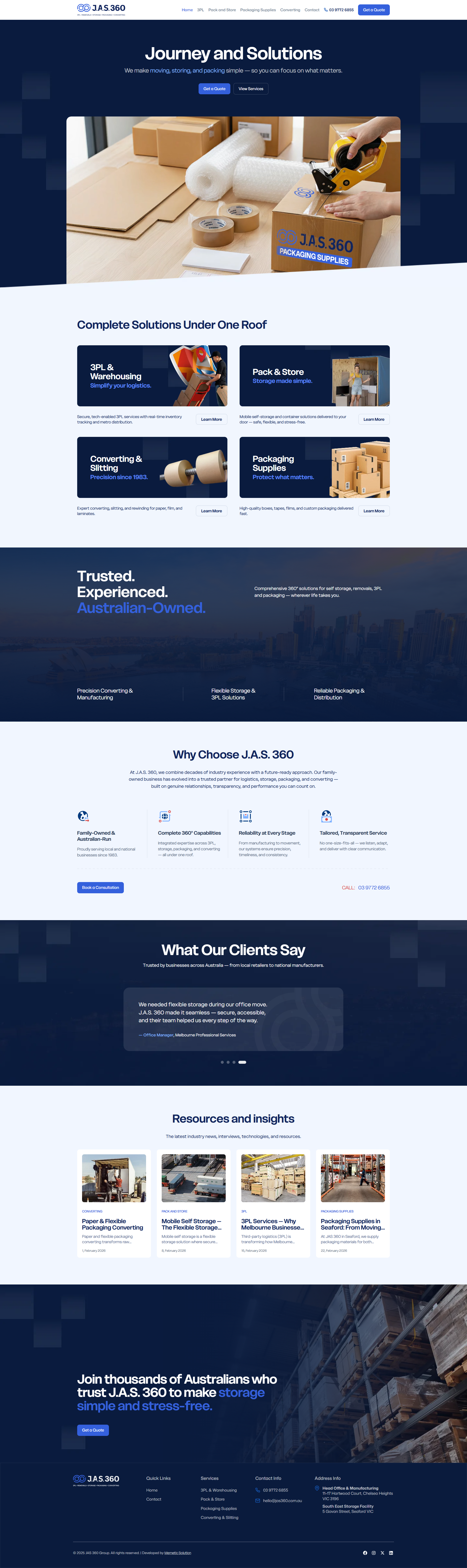 JAS 360 website homepage design