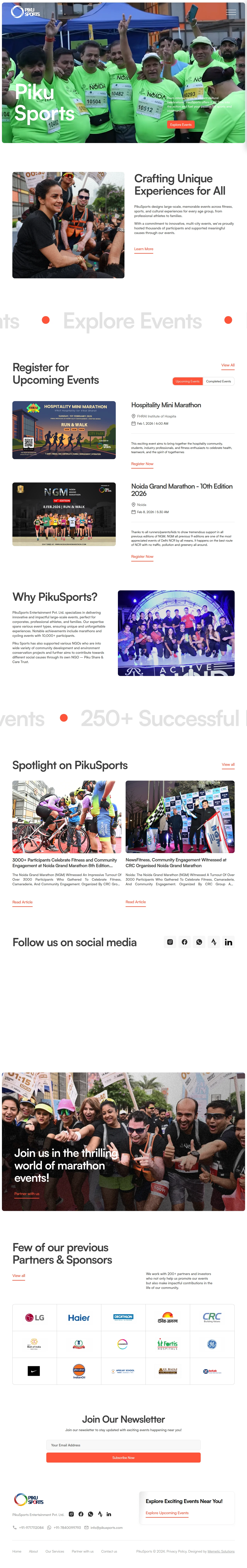 PikuSports Website Homepage Screenshot